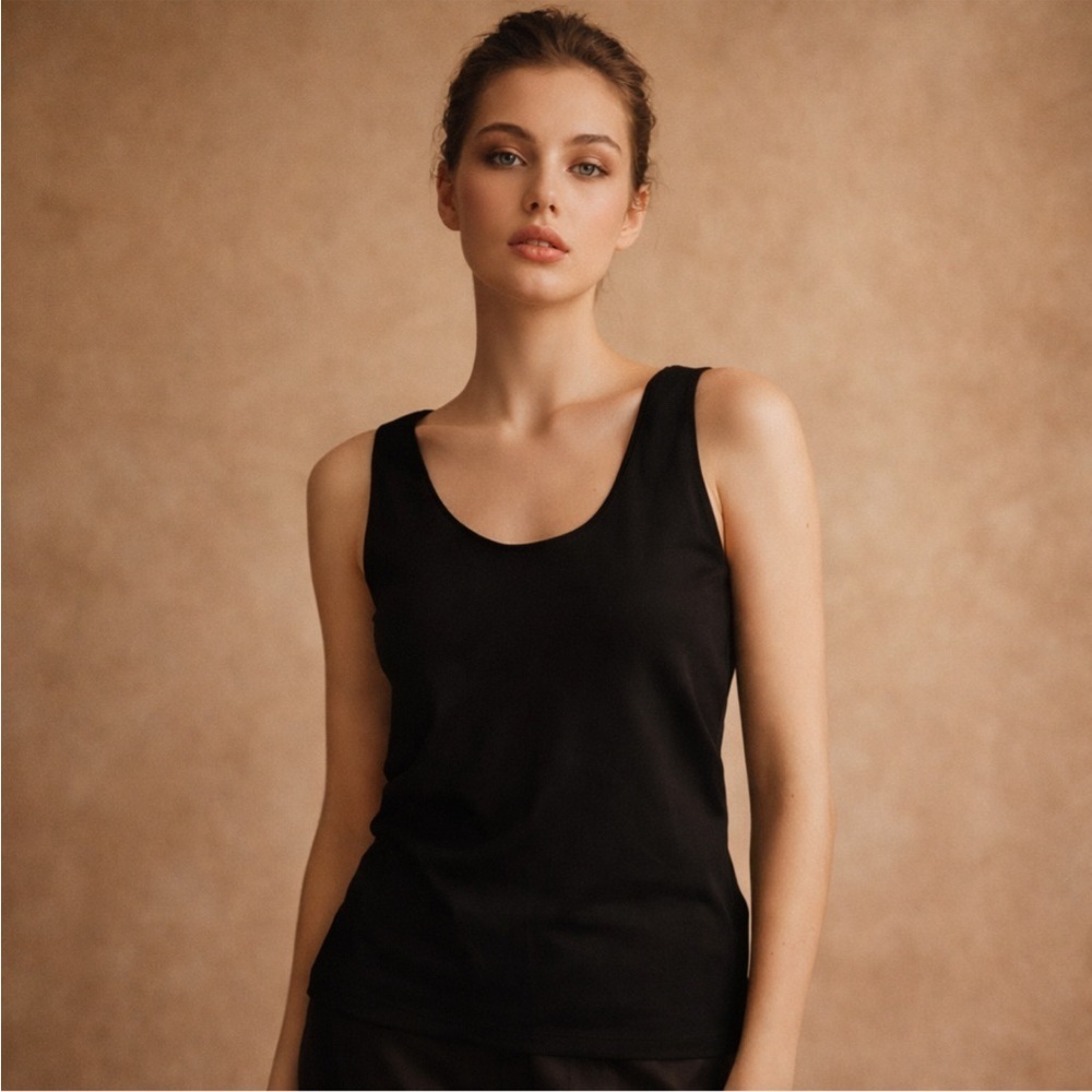 Chico’s Black Stretch Tank Top Size 2 | Nylon Spandex Smoothing Shell Basic